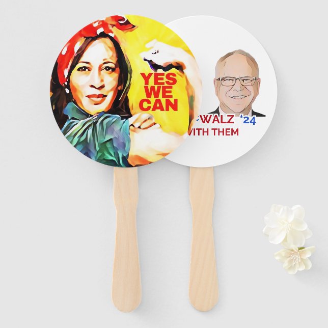 Éventail Oui - Kamala Harris Tim Walz Election 2024 (Devant et derrière)