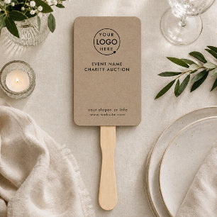 Éventail Pagaie de mise aux enchères   Logo Kraft rustique 