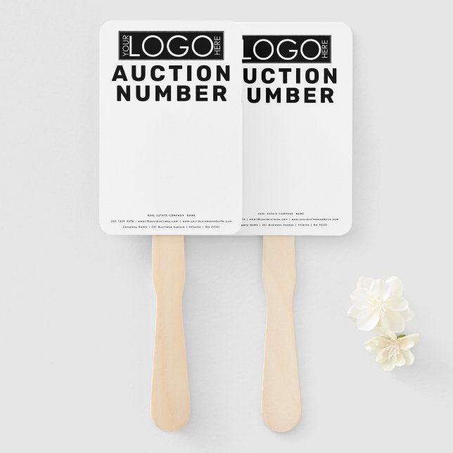 Éventail Pagaie d'enchère de l'agent immobilier (Devant et derrière)