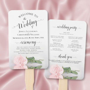Éventail Pale Blush Rose Rose Élégant programme de mariage