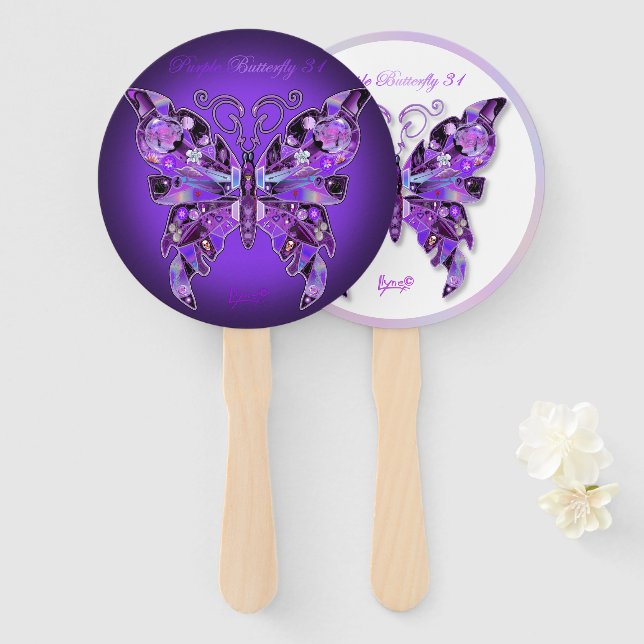 Éventail Papillon pourpre 31 (Devant et derrière)