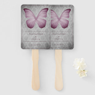 Éventail Papillon rose Vintage Mariage damassé Faveur