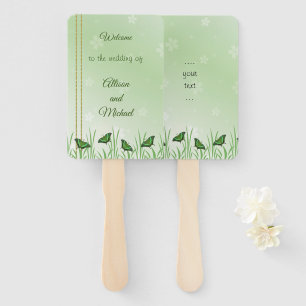 Éventail Papillon vert sur vert clair - mariage