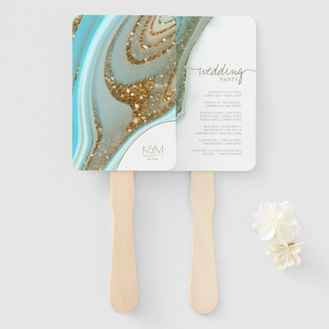 Éventail Parties scintillant Abstraite Strata Wedding Party (Devant et derrière)