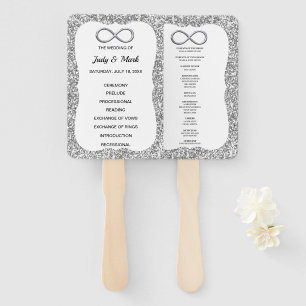 Éventail Parties scintillant Argent Infinity Wedding Progra
