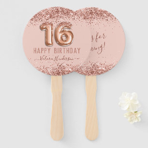 Éventail Parties scintillant rose élégant Joyeux 16e annive