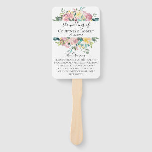 Éventail Pastel Floral Bouquet Programme de mariage Fans