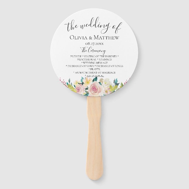 Éventail Pastel Floral Wedding Programme (Devant)