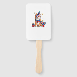 Éventail Patriotique Welsh Corgi Chien 4 juillet