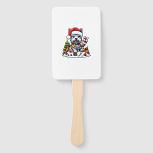 Éventail Peace Hand Scottish Terrier Christmas Lights Femme