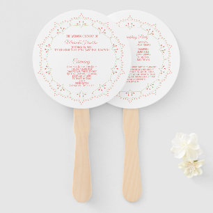 Éventail Peach Floral Mandala Circle Wedding Programme Vent
