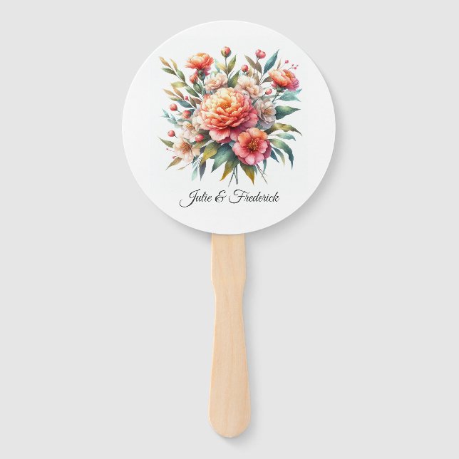 Éventail Peach Fuzz Floral Mariage (Devant)