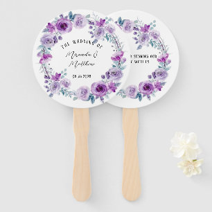 Éventail Peonies d'aquarelle violette Mariage Eucalyptus