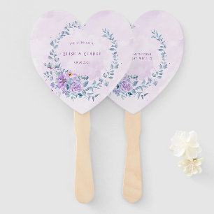 Éventail Périwinkle Lilac Peony Wreath Mariage personnalisé