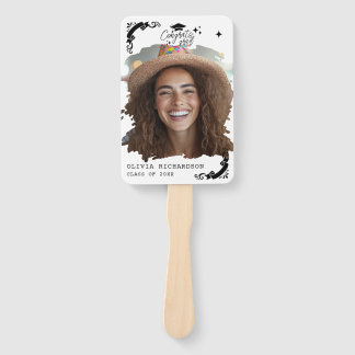 Éventail Personalized Graduation Elegant Script Stars & Cap