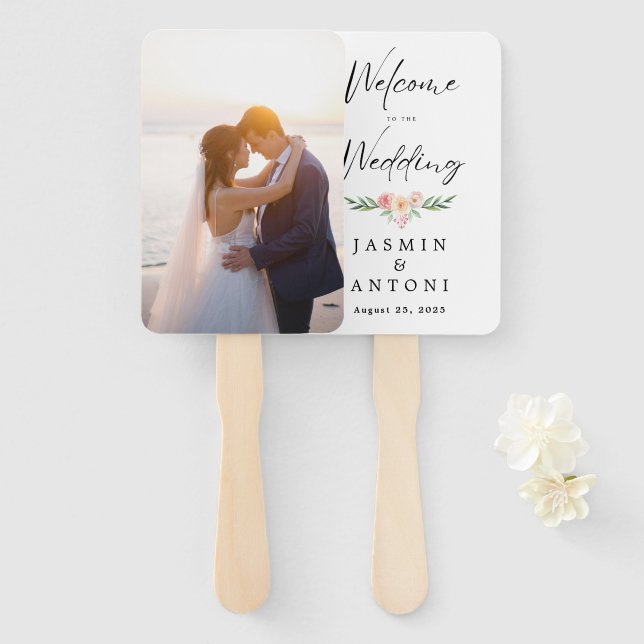 Éventail Personalized Photo Wedding Fan Program (Devant et derrière)