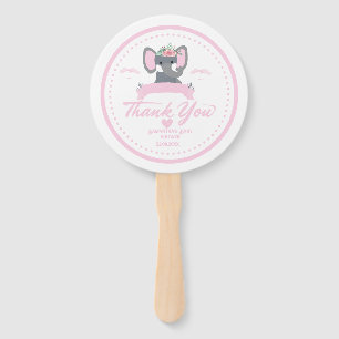 Éventail Personnalisé rose floral mignon Baby shower élépha