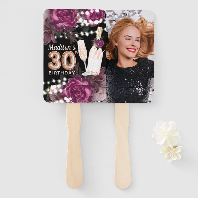 Éventail Photo personnalisée Luxe 30e anniversaire (Devant et derrière)