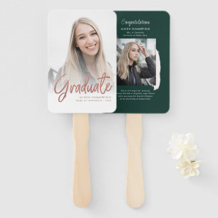 Éventail Photos de Graduation moderne Rose blanche Gold Gra
