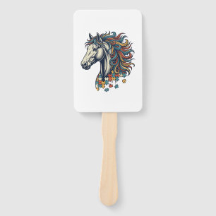 Éventail Pièce de puzzle de cheval coloré T-Shirt gravure v