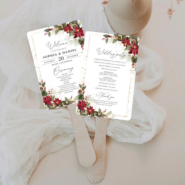 Éventail Pin Rustique Poinsettia Programme de mariage flora (Créateur téléchargé)