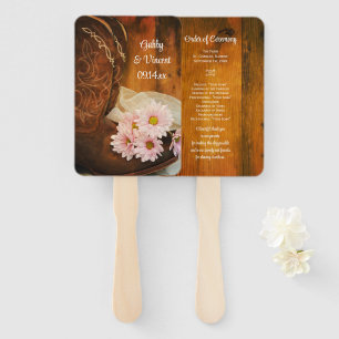 Éventail Pink Daisies Cowboy Boots Western Wedding Program