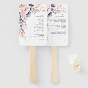 Éventail Pink Floral Aquarelle Programme de mariage botaniq