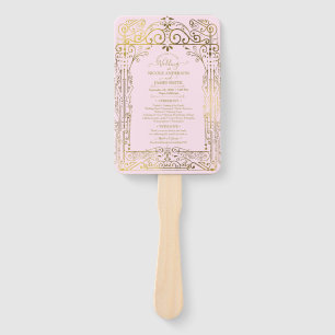 Éventail Pink Gold Déco Chic Glam Programme de mariage Vent