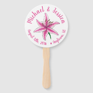 Éventail Pink Lily Flower Garden Programme de mariage
