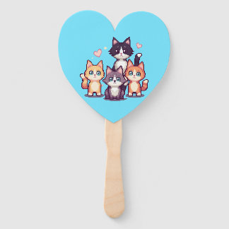 Éventail Pixelated Colorful Kitties 