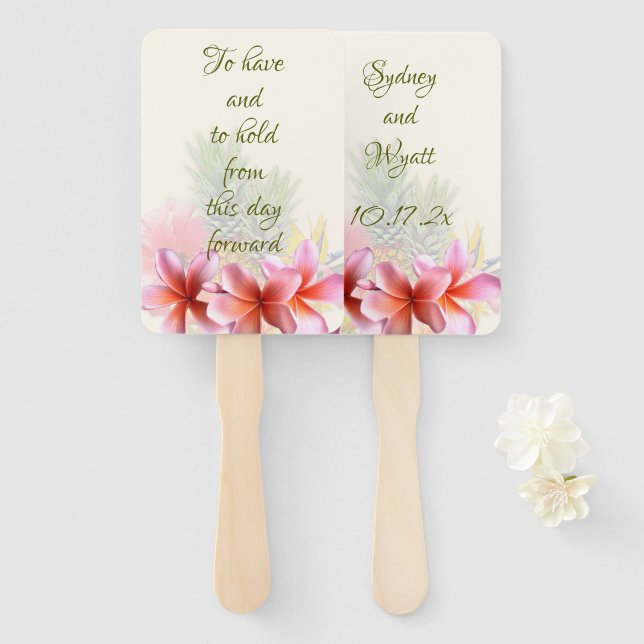 Éventail Plumeria Tropical Hawaiian sont en attente (Devant et derrière)