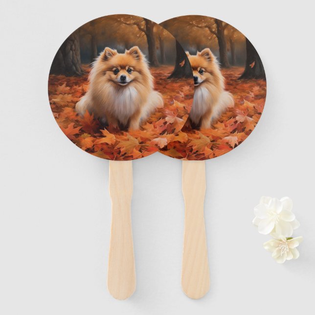 Éventail Poméranie en automne Feuilles Automne Inspire (Devant et derrière)