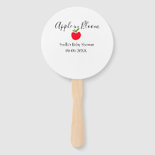 Éventail Pomme en fleurs Baby Shower pomme rouge nom date