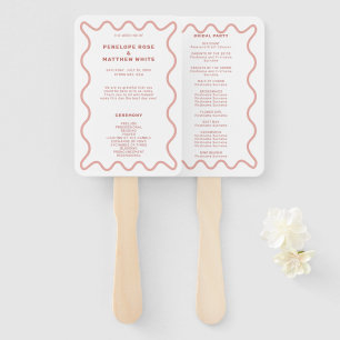 Éventail Programme Cérémonie rose Ventilateur main