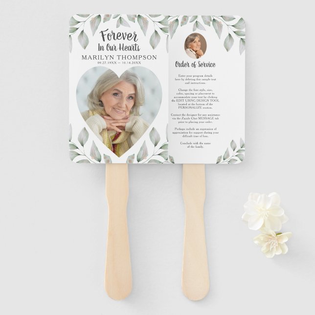 Éventail Programme commémoratif en forme de coeur (Devant et derrière)