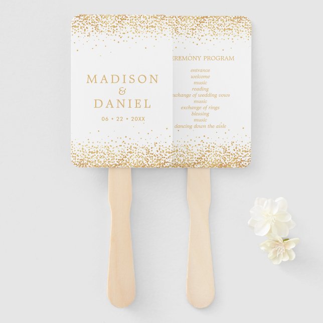 Éventail Programme de cérémonie de mariage avec confettis p (Devant et derrière)