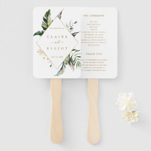 Éventail Programme de cérémonie de Mariage d'or tropical   