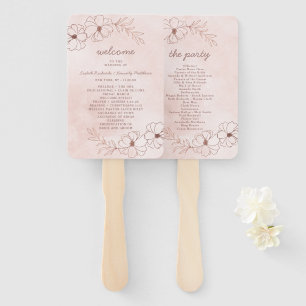 Éventail Programme de Cérémonie de Mariage en or rose et Ro