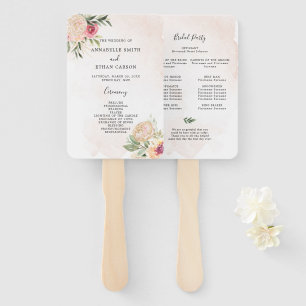Éventail Programme de cérémonie de pivoine et d'or Floral