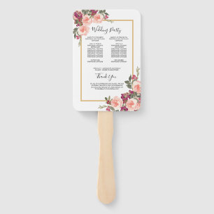 Éventail Programme de cérémonie des Mariages de couleur ros
