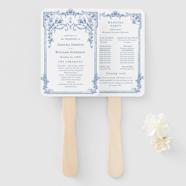 Éventail Programme de cérémonie des Mariages ornés du Victo (Devant et derrière)