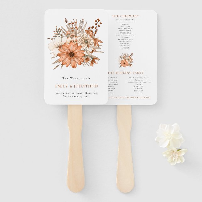 Éventail Programme de fleurs Brown à la crème d'automne (Devant et derrière)