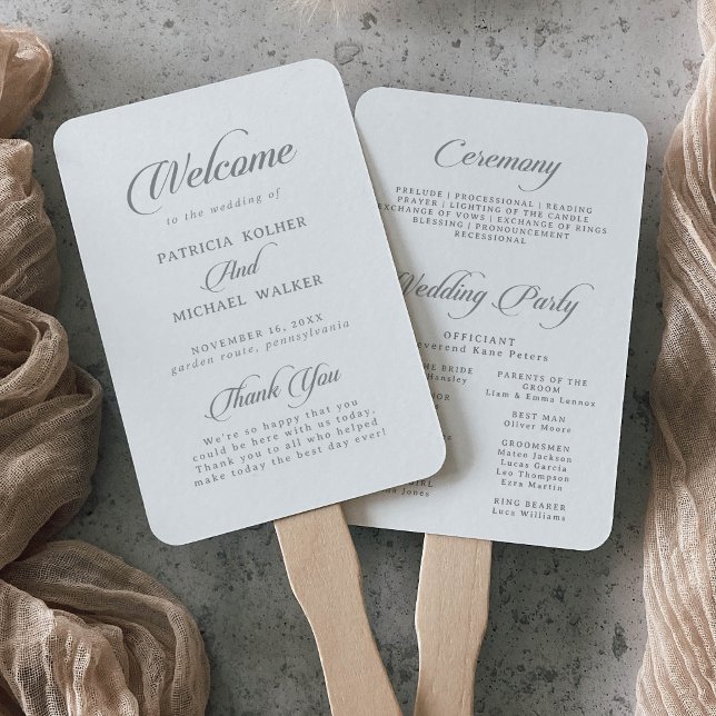Éventail Programme de mariage à calligraphie Chic Classique (Créateur téléchargé)