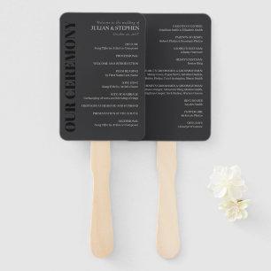 Éventail Programme de mariage à la typographie au charbon é