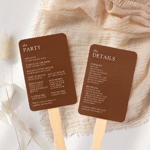 Éventail Programme de mariage à la typographie moderne et é