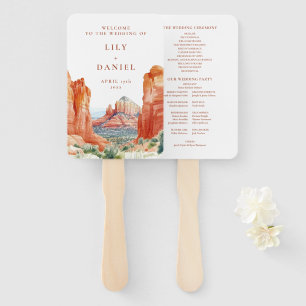 Éventail Programme de mariage à l'aquarelle de montagne dés