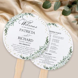 Éventail Programme de mariage à l'aquarelle verte Ventilate