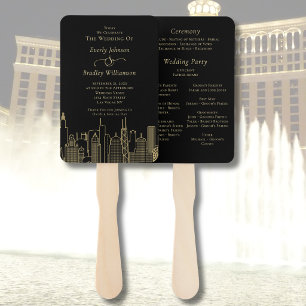 Éventail Programme de mariage à Las Vegas avec écriture dor