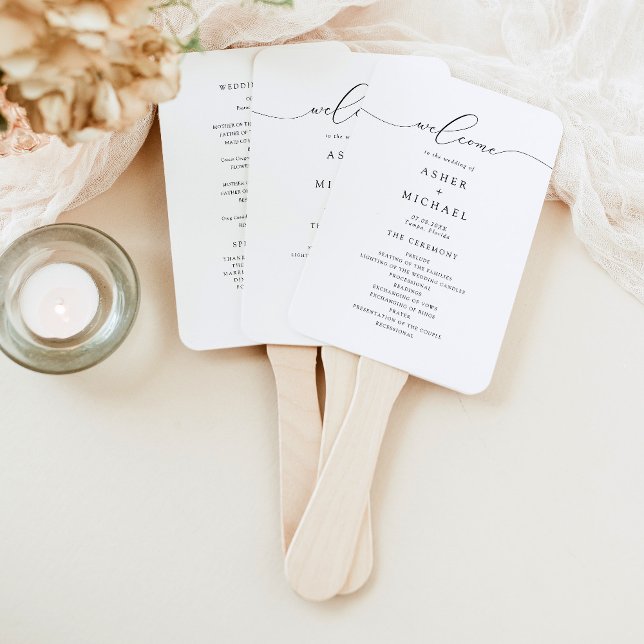 Éventail Programme de mariage à l'écriture calligraphique é (Créateur téléchargé)
