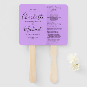 Éventail Programme de mariage à l'écriture Orchidée Lilas L
